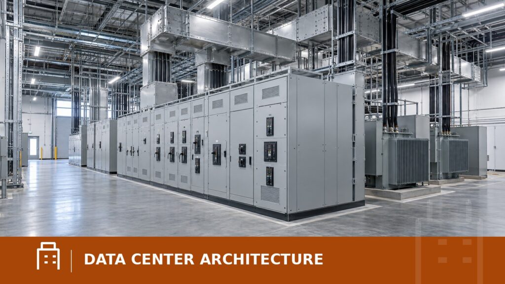 Electrical distribution equipment in an AI data center environment, illustrating how high-current paths affect scalability, serviceability, and phased expansion.